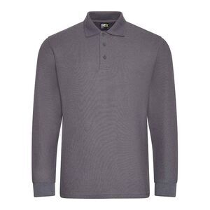 PRO RTX Mens Pro Pique Long-Sleeved Polo Shirt / Solid Grey